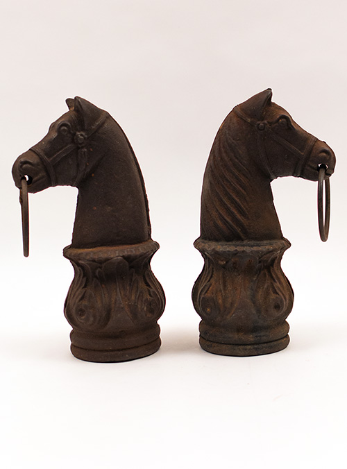19th Century Antique Cast Iron Horse Hitching Posts Galena Illinois 19th Century Antique Cast Iron Horse Hitching Posts Galena Illinois