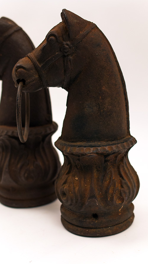 19th Century Antique Cast Iron Horse Hitching Posts Galena Illinois 19th Century Antique Cast Iron Horse Hitching Posts Galena Illinois