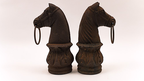 19th Century Antique Cast Iron Horse Hitching Posts Galena Illinois 19th Century Antique Cast Iron Horse Hitching Posts Galena Illinois
