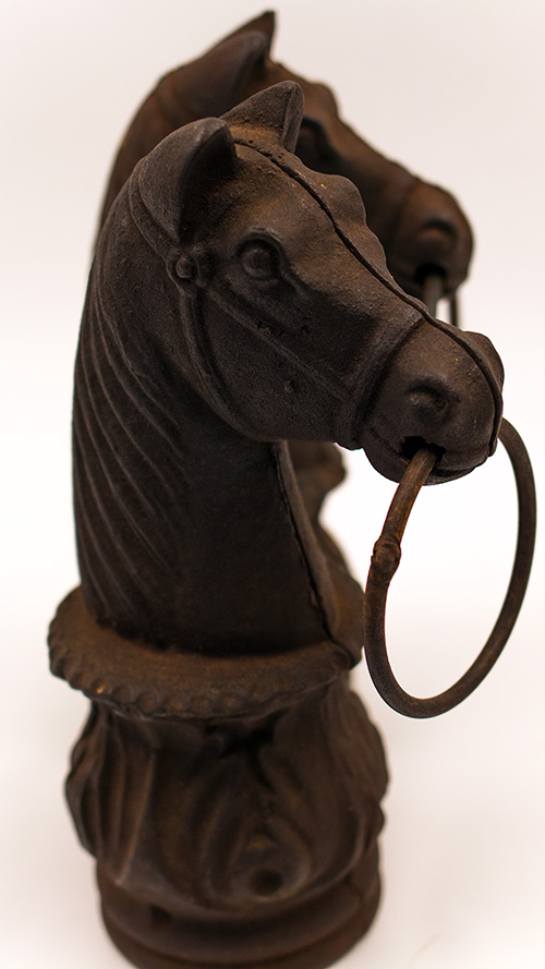 19th Century Antique Cast Iron Horse Hitching Posts Galena Illinois 19th Century Antique Cast Iron Horse Hitching Posts Galena Illinois