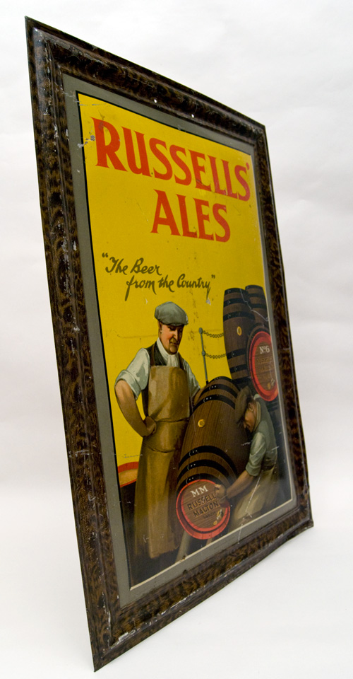 Antique Advertising Tin Sign for Russells Ales Beer from the Country Antique Advertising Tin Sign for Russells Ales Beer from the Country