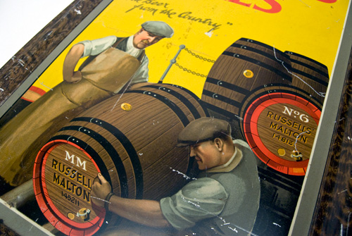 Antique Advertising Tin Sign for Russells Ales Beer from the Country Antique Advertising Tin Sign for Russells Ales Beer from the Country