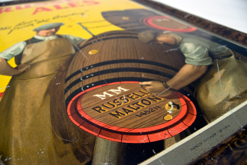 Antique Advertising Tin Sign for Russells Ales Beer from the Country Antique Advertising Tin Sign for Russells Ales Beer from the Country