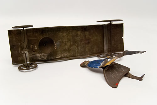 Early American Tin Horse and Rider Bell Toy Antique Pull Toy Althoff Bergmann For Sale Early American Tin Horse and Rider Bell Toy Antique Pull Toy Althoff Bergmann For Sale