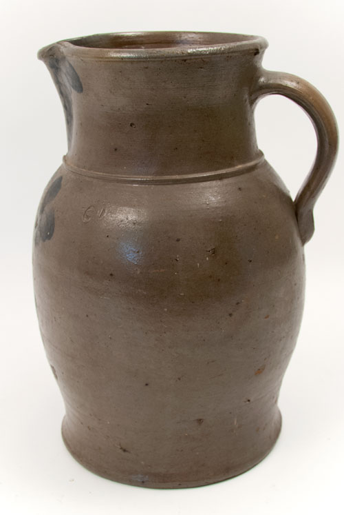 Two Gallon Salt Glazed Blue Decorated American Stoneware Pitcher Two Gallon Salt Glazed Blue Decorated American Stoneware Pitcher