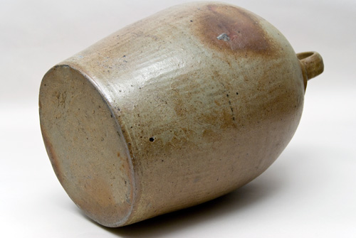 Large Antique Ovoid Stoneware Jug with Blue Freehand Decoration, Incluing Striped Handle, Large Wisteria Flower, Inscribed No. 5 Large Antique Ovoid Stoneware Jug with Blue Freehand Decoration, Incluing Striped Handle, Large Wisteria Flower, Inscribed No. 5
