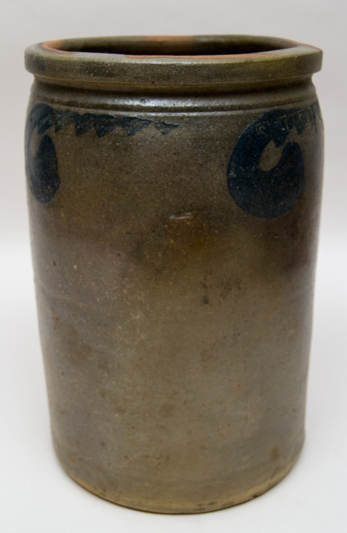 Antique American Shenandoah Valley Strasburg Virginia Solomon Bell Son Two Gallon Freehand Storage Jar Antique American Shenandoah Valley Strasburg Virginia Solomon Bell Son Two Gallon Freehand Storage Jar