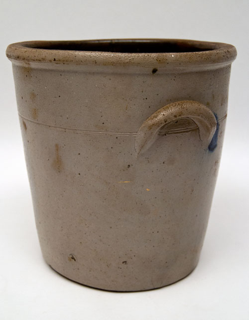 Blue Decorated Stoneware Jar with Cobalt Floral Spray and Canted Sides Blue Decorated Stoneware Jar with Cobalt Floral Spray and Canted Sides