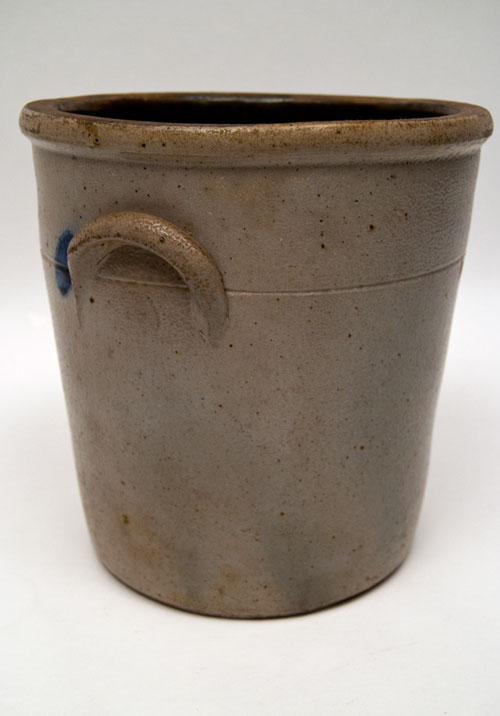 Blue Decorated Stoneware Jar with Cobalt Floral Spray and Canted Sides Blue Decorated Stoneware Jar with Cobalt Floral Spray and Canted Sides