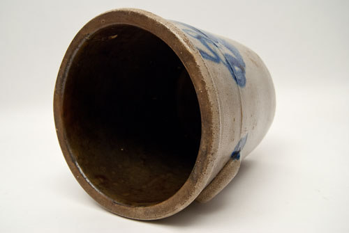 Blue Decorated Stoneware Jar with Cobalt Floral Spray and Canted Sides Blue Decorated Stoneware Jar with Cobalt Floral Spray and Canted Sides