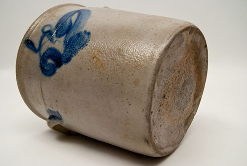 Blue Decorated Stoneware Jar with Cobalt Floral Spray and Canted Sides Blue Decorated Stoneware Jar with Cobalt Floral Spray and Canted Sides