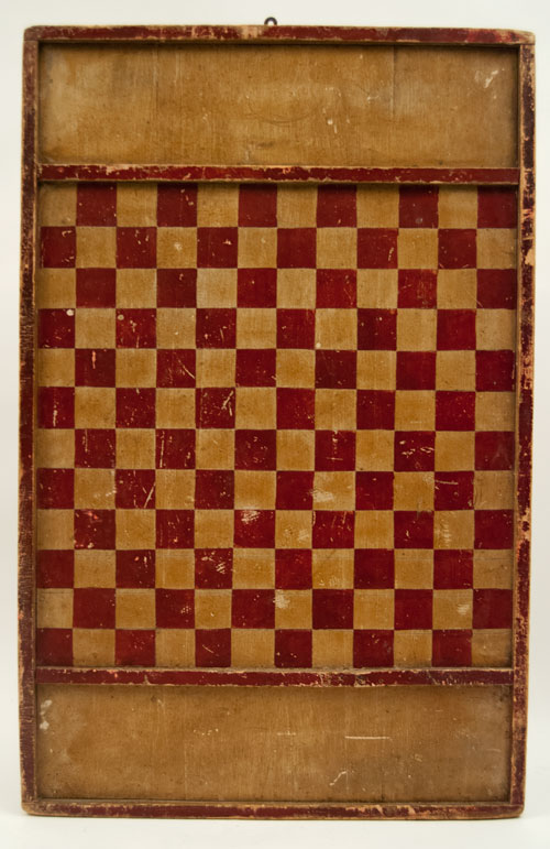 Antique American Game Board in Original Red and White Paint Antique American Game Board in Original Red and White Paint