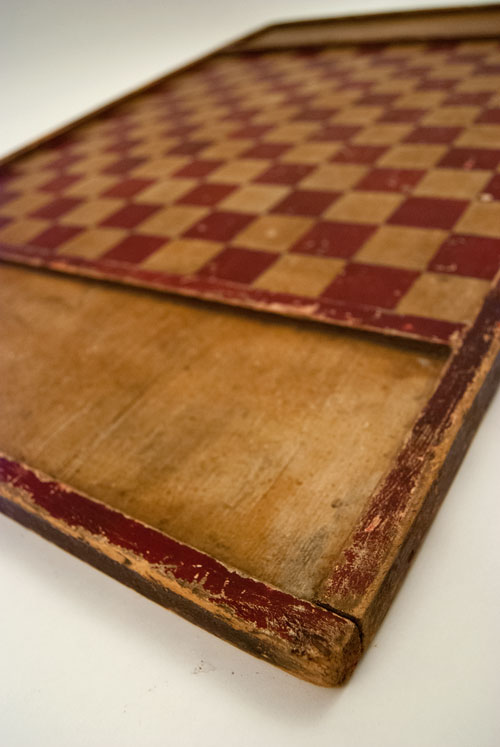 Antique American Game Board in Original Red and White Paint Antique American Game Board in Original Red and White Paint