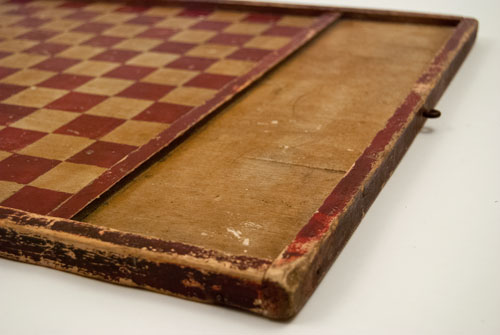 Antique American Game Board in Original Red and White Paint Antique American Game Board in Original Red and White Paint