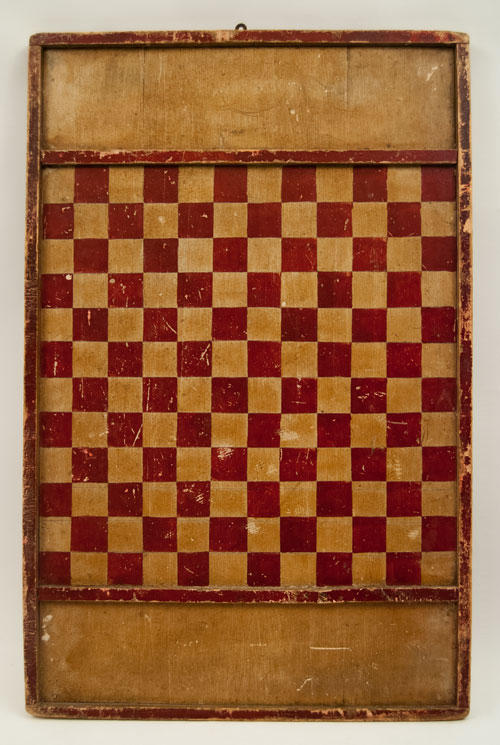 Antique American Game Board in Original Red and White Paint Antique American Game Board in Original Red and White Paint