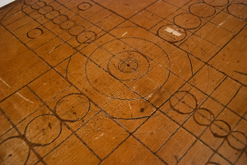 Antique American Game Board in Original Red and White Paint Antique American Game Board in Original Red and White Paint