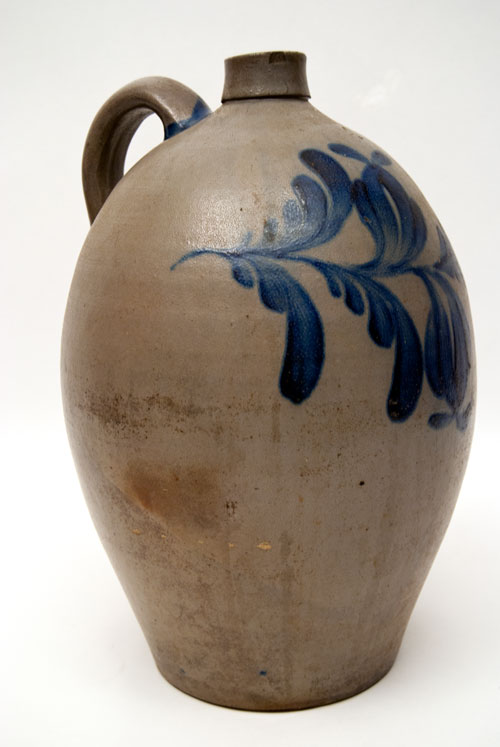 J Weaver Beaver County PA Pennsylvania Ovoid Blue Decorated Jug J Weaver Beaver County PA Pennsylvania Ovoid Blue Decorated Jug