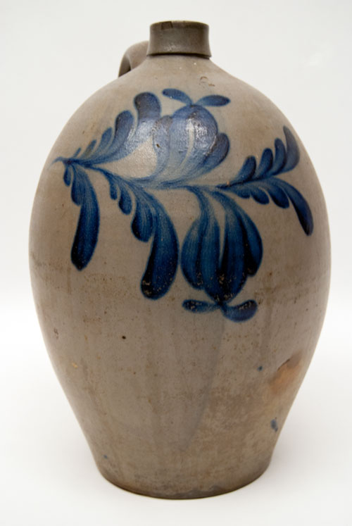 J Weaver Beaver County PA Pennsylvania Ovoid Blue Decorated Jug J Weaver Beaver County PA Pennsylvania Ovoid Blue Decorated Jug