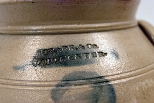 Early 19th Century Stoneware Ovoid Blue Decorated New York Jar Marked Clark Early 19th Century Stoneware Ovoid Blue Decorated New York Jar Marked Clark