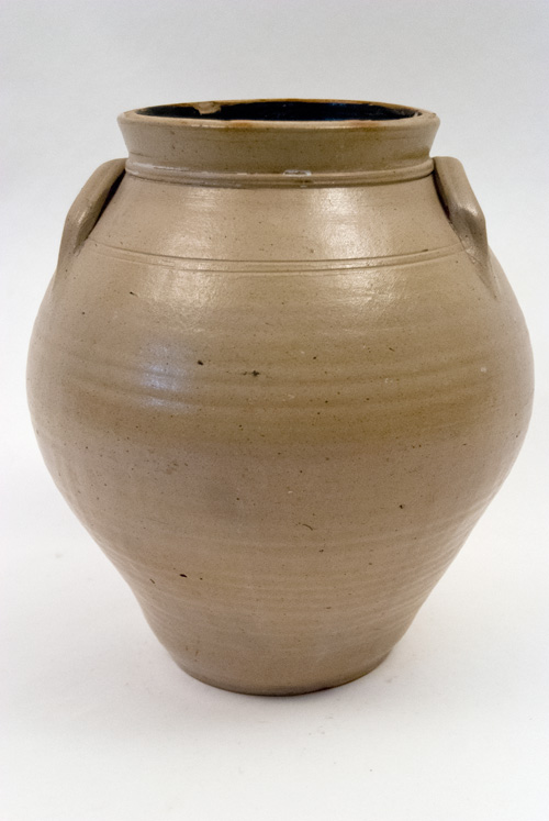 Early 19th Century Stoneware Ovoid Blue Decorated New York Jar Marked Clark Early 19th Century Stoneware Ovoid Blue Decorated New York Jar Marked Clark