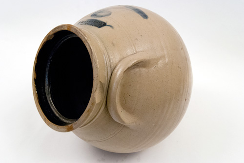 Early 19th Century Stoneware Ovoid Blue Decorated New York Jar Marked Clark Early 19th Century Stoneware Ovoid Blue Decorated New York Jar Marked Clark