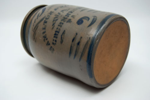 Hamilton and Jones Cobalt Decorated Early American Antique Stoneware For Sale: Salt Glazed Blue Stencil and Freehand Crock Greensboro Pennsylvania Hamilton and Jones Cobalt Decorated Early American Antique Stoneware For Sale: Salt Glazed Blue Stencil and Freehand Crock Greensboro Pennsylvania