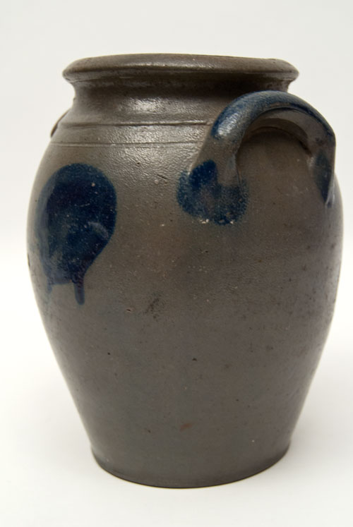 American Antique Stoneware Cobalt Blue Decorated Southern James River Virginia Ovoid One Gallon Storage jar Moon Decoration For Sale American Antique Stoneware Cobalt Blue Decorated Southern James River Virginia Ovoid One Gallon Storage jar Moon Decoration For Sale