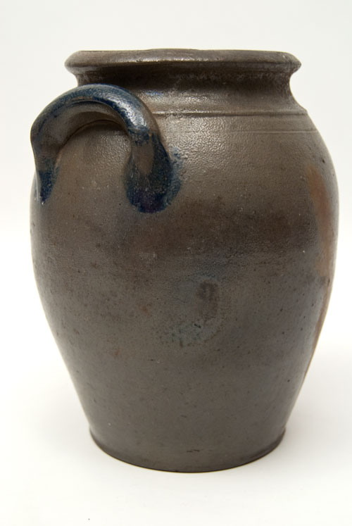 American Antique Stoneware Cobalt Blue Decorated Southern James River Virginia Ovoid One Gallon Storage jar Moon Decoration For Sale American Antique Stoneware Cobalt Blue Decorated Southern James River Virginia Ovoid One Gallon Storage jar Moon Decoration For Sale