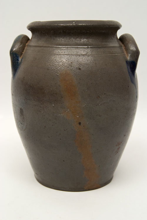 American Antique Stoneware Cobalt Blue Decorated Southern James River Virginia Ovoid One Gallon Storage jar Moon Decoration For Sale American Antique Stoneware Cobalt Blue Decorated Southern James River Virginia Ovoid One Gallon Storage jar Moon Decoration For Sale