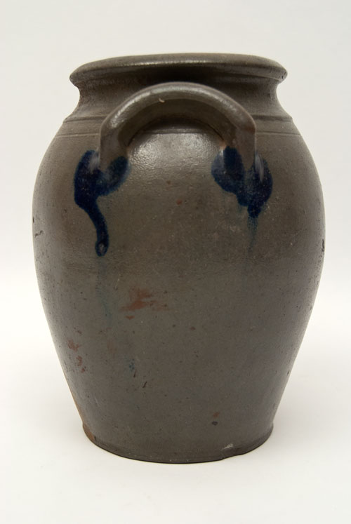 American Antique Stoneware Cobalt Blue Decorated Southern James River Virginia Ovoid One Gallon Storage jar Moon Decoration For Sale American Antique Stoneware Cobalt Blue Decorated Southern James River Virginia Ovoid One Gallon Storage jar Moon Decoration For Sale