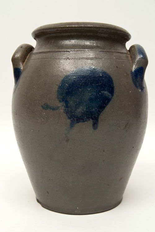 American Antique Stoneware Cobalt Blue Decorated Southern James River Virginia Ovoid One Gallon Storage jar Moon Decoration For Sale American Antique Stoneware Cobalt Blue Decorated Southern James River Virginia Ovoid One Gallon Storage jar Moon Decoration For Sale