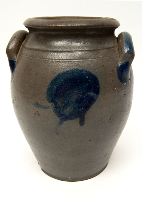 American Antique Stoneware Cobalt Blue Decorated Southern James River Virginia Ovoid One Gallon Storage jar Moon Decoration For Sale American Antique Stoneware Cobalt Blue Decorated Southern James River Virginia Ovoid One Gallon Storage jar Moon Decoration For Sale