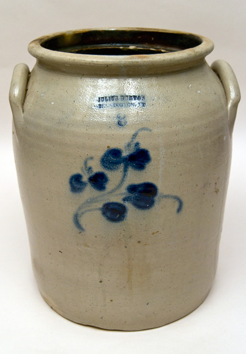 Julius Norton Bennington Vermont 3 Gallon Blue Decorated Antique Stoneware Julius Norton Bennington Vermont 3 Gallon Blue Decorated Antique Stoneware