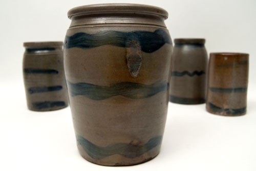 1 Gallon Pa Striper 3 Stripes American Antiqu Stoneware Storage Jar For Sale 1 Gallon Pa Striper 3 Stripes American Antiqu Stoneware Storage Jar For Sale