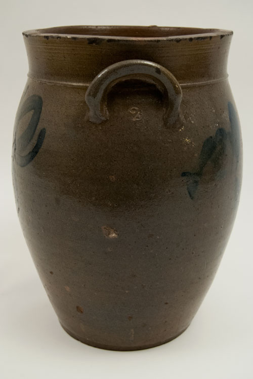 Cobalt Blue Decorated Beaver County PA Salt Glaze Stoneware Jar with Freehand Decoration Cobalt Blue Decorated Beaver County PA Salt Glaze Stoneware Jar with Freehand Decoration