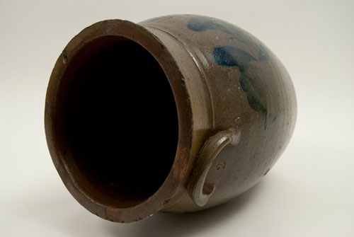 Cobalt Blue Decorated Beaver County PA Salt Glaze Stoneware Jar with Freehand Decoration Cobalt Blue Decorated Beaver County PA Salt Glaze Stoneware Jar with Freehand Decoration