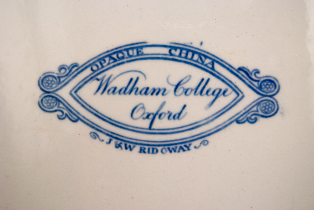 Historical StaffordshirePottery Platter Oxford Views Ridgway Blue and White 19th Century Ceramics