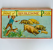 Circa 1900-1910 Antique American Board Game Milton Bradley Game of Troublesome Pigs Circa 1900-1910 Antique American Board Game Milton Bradley Game of Troublesome Pigs