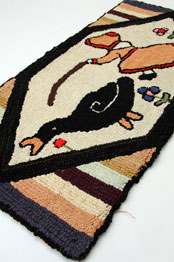 Girl with Goose Folk Art Hooked Rug