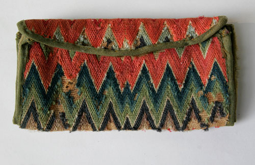 18th Century Antique American Flame Stitch Purse 18th Century Antique American Flame Stitch Purse
