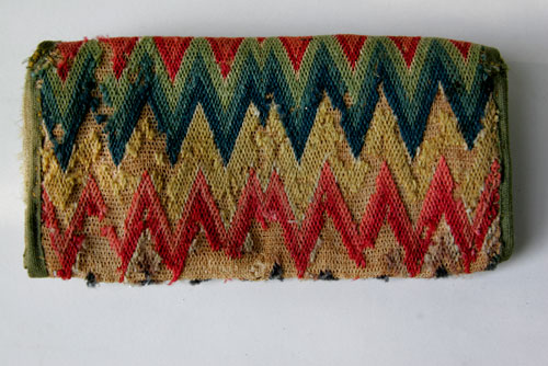 18th Century Antique American Flame Stitch Purse 18th Century Antique American Flame Stitch Purse