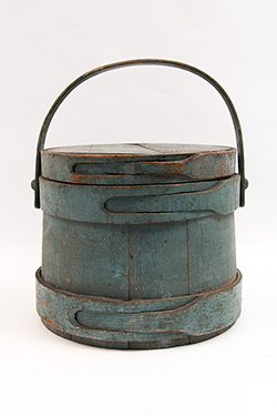 Original Blue Paint 18th Century New England Firkin For Sale Original Blue Paint 18th Century New England Firkin For Sale