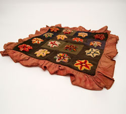 Antique Amish Stumpwork Pillowcase with Six Pointed Stars Red Border Antique Amish Stumpwork Pillowcase with Six Pointed Stars Red Border