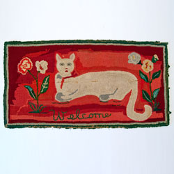 Patriotic, Americana, Red White Antique Hooked Rug Patriotic, Americana, Red White Antique Hooked Rug
