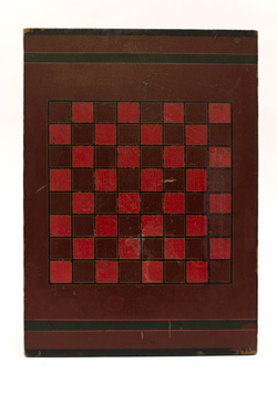 Antique American Five Color Painted Game Board Red Black Gold Green Brown Antique American Five Color Painted Game Board Red Black Gold Green Brown