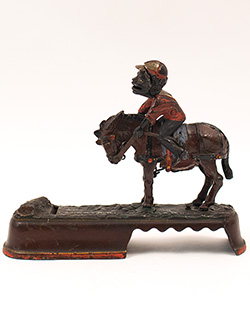 Antique Mechanical Cast Iron Mechanical Bank Black Americana Spise a Mule