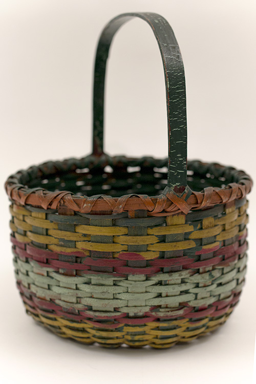 Early American Folk Art Paint Decorated Baske Early American Folk Art Paint Decorated Baske