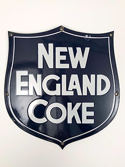 Antique Burdick Enamel Sign Company New England Coke Single Sided Porcelain Sign Antique Burdick Enamel Sign Company New England Coke Single Sided Porcelain Sign