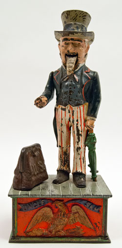 Antique Uncle Sam Cast Iron Mechanical Bank Antique Uncle Sam Cast Iron Mechanical Bank