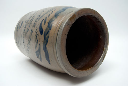 Hamilton and Jones Cobalt Decorated Early American Antique Stoneware For Sale: Salt Glazed Blue Stencil and Freehand Crock Greensboro Pennsylvania Hamilton and Jones Cobalt Decorated Early American Antique Stoneware For Sale: Salt Glazed Blue Stencil and Freehand Crock Greensboro Pennsylvania